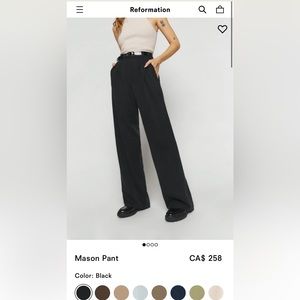 NWT Reformation Mason pants, wide leg in black